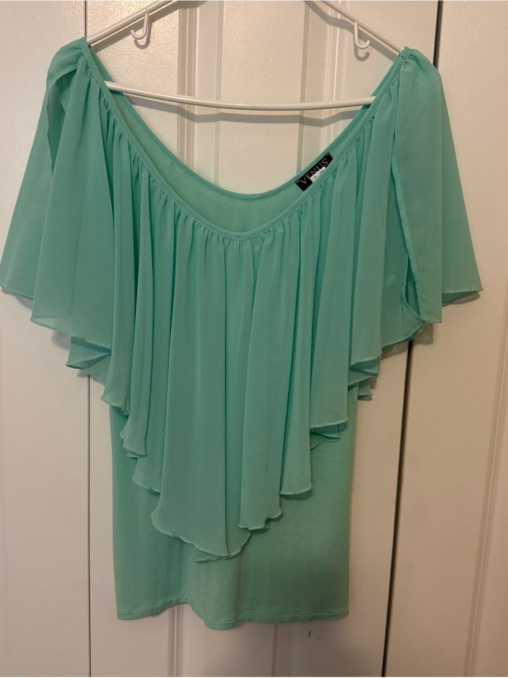 Venus Mint Green Ruffle Front Tank Top M - Picture 4 of 7